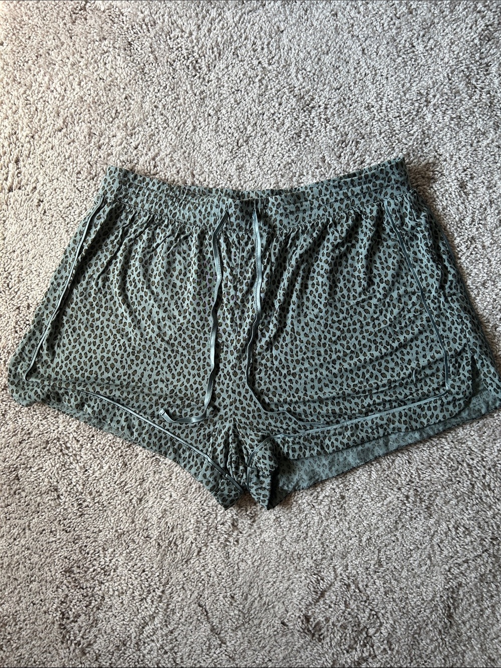GAP Olive Green Leopard-Print Pajama Shorts
